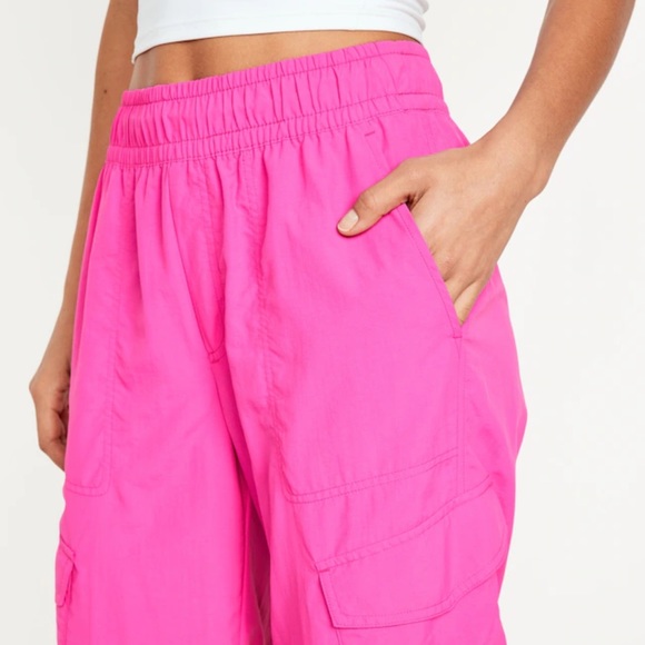 NWT OLD NAVY High-Waisted Ankle-Zip Cargo Jogger  PANTS  Flamingo FeatheLARGE - Picture 4 of 9